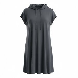 Elan Soft Black Dress Hooded Cap Sleeve Pull Over Pockets USA Made